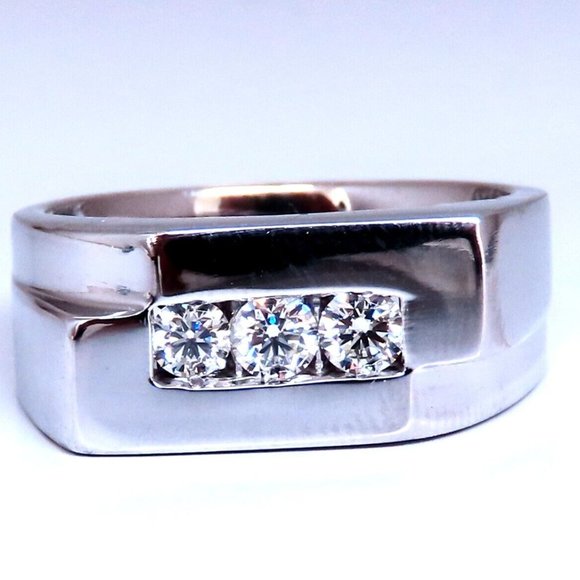 .55ct. mens natural round diamond solitaire ring 14kt Gold Mod Deco
